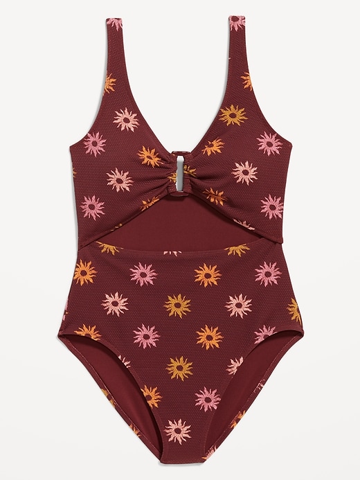 Image number 4 showing, Textured One-Piece Cut-Out Swimsuit