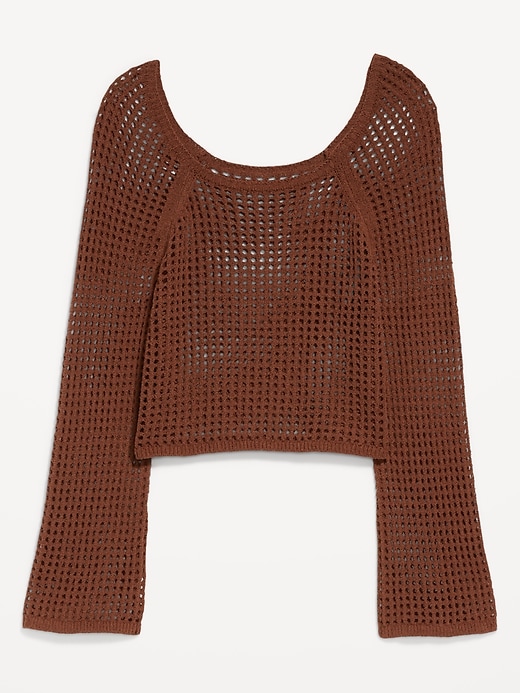 Image number 8 showing, Open-Stitch Cropped Bouclé Sweater