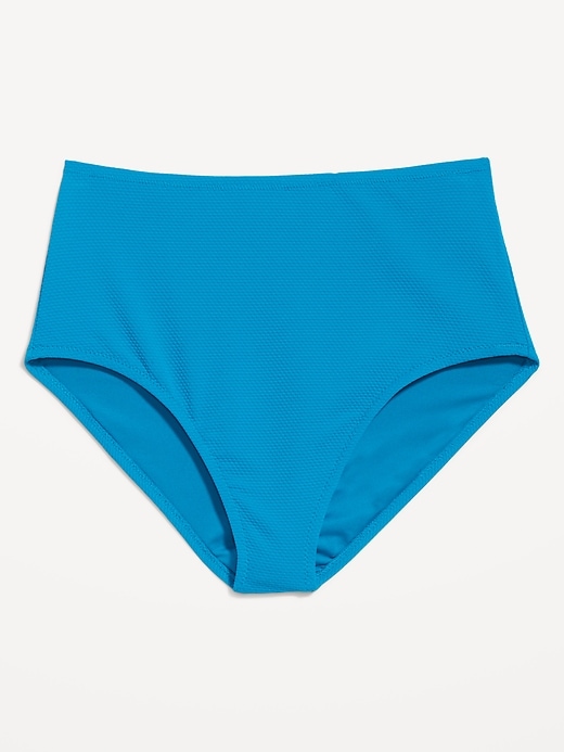 Image number 4 showing, High-Waisted Textured Bikini Swim Bottoms