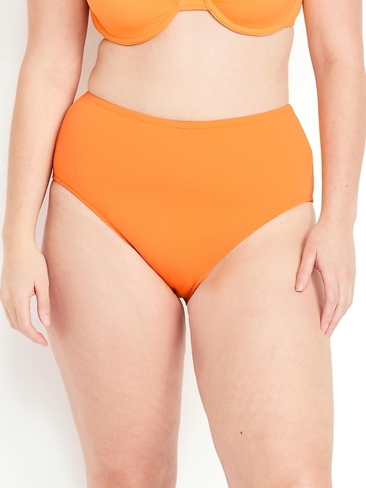 Image number 5 showing, High-Waisted Textured Bikini Swim Bottoms