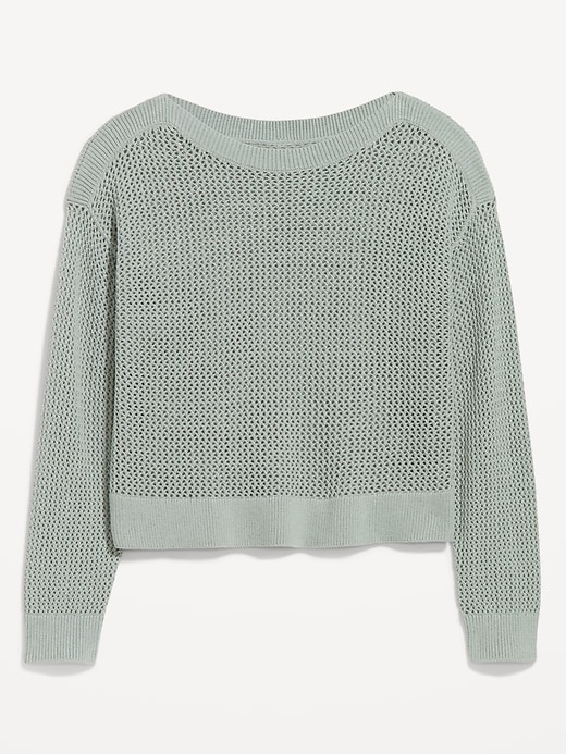 Image number 4 showing, Boat-Neck Open-Stitch Sweater