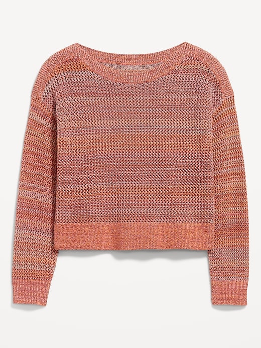 Image number 4 showing, Boat-Neck Open-Stitch Sweater