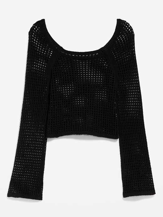 Image number 8 showing, Open-Stitch Cropped Bouclé Sweater