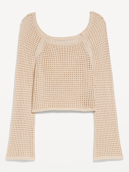 Image number 4 showing, Open-Stitch Cropped Bouclé Sweater