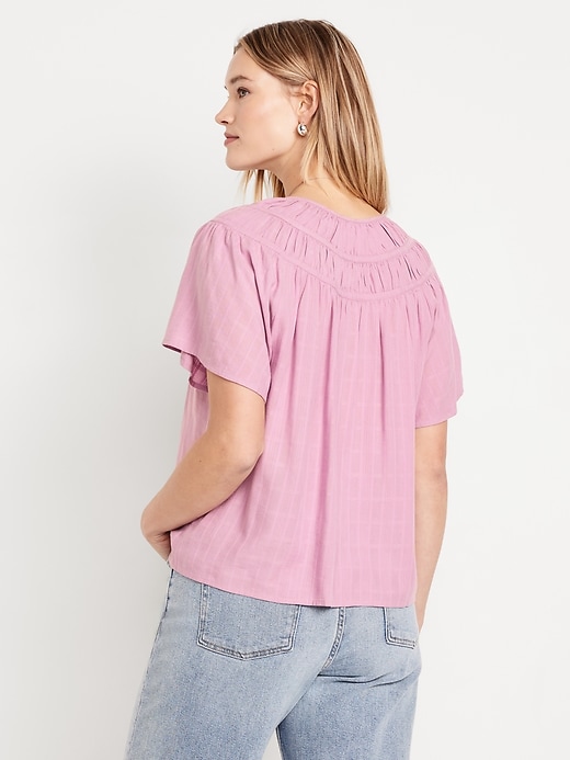 Image number 5 showing, Flutter-Sleeve Dobby Top