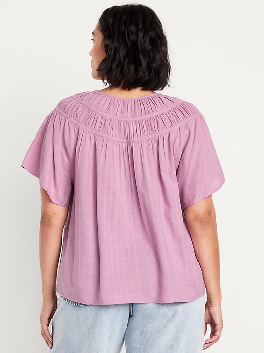 Image number 7 showing, Flutter-Sleeve Dobby Top