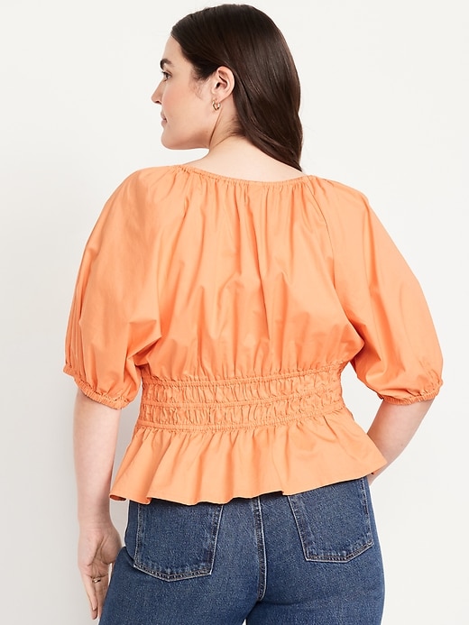 Image number 5 showing, Smocked V-Neck Peplum Top