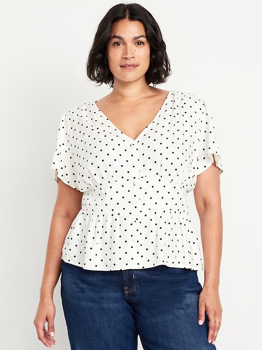 Image number 6 showing, V-Neck Button-Down Crepe Top