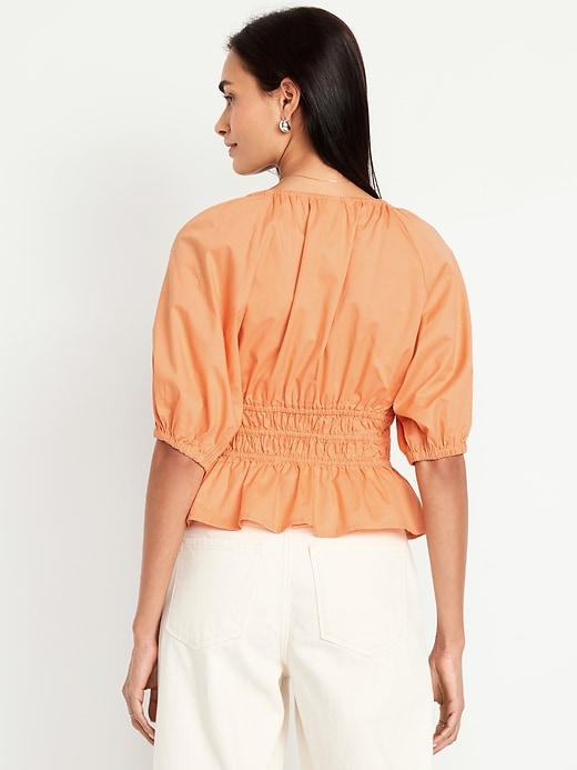 Image number 2 showing, Smocked V-Neck Peplum Top