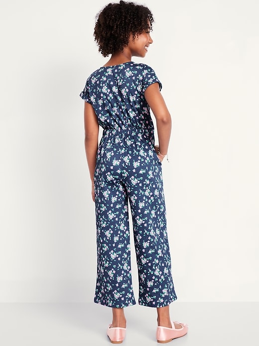 View large product image 2 of 3. Short-Sleeve Button-Front Tie-Knot Jumpsuit for Girls