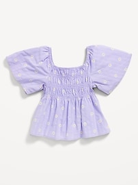 View large product image 3 of 3. Flutter-Sleeve Smocked Top for Girls