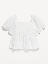 View large product image 3 of 3. Flutter-Sleeve Smocked Top for Girls