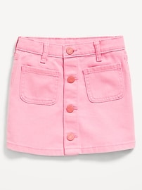 View large product image 3 of 4. High-Waisted A-Line Button-Front Twill Skirt for Toddler Girls