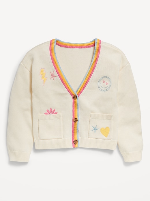 View large product image 2 of 3. Embroidered Button-Front Cardigan Sweater for Girls