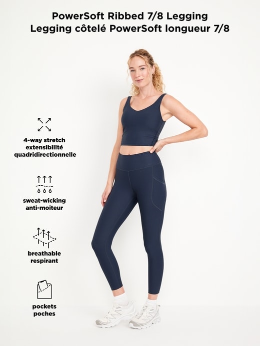 Image number 10 showing, High-Waisted PowerSoft Ribbed Pocket Leggings