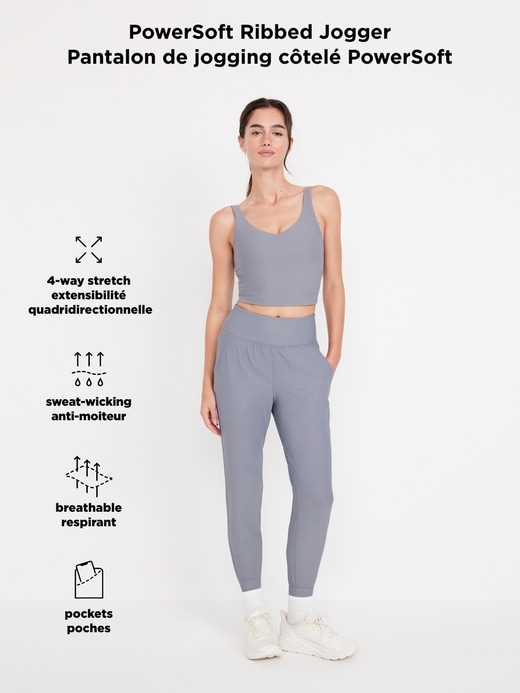 Image number 8 showing, High-Waisted PowerSoft Rib 7/8 Joggers