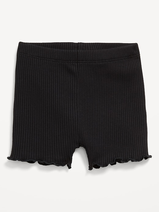 View large product image 1 of 1. Ribbed Lettuce-Edge Biker Shorts for Baby