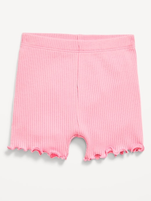 View large product image 1 of 2. Ribbed Lettuce-Edge Biker Shorts for Baby