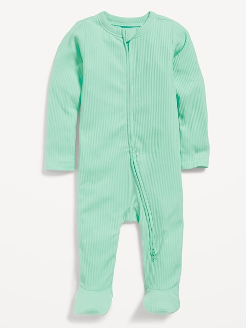 Ribbed 2-Way-Zip Sleep & Play Footed One-Piece for Baby