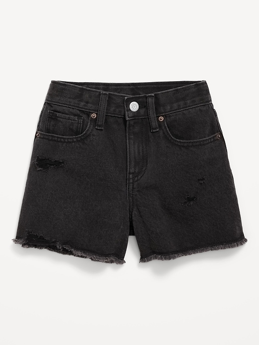 View large product image 2 of 3. High-Waisted Ripped Frayed-Hem Jean Shorts for Girls