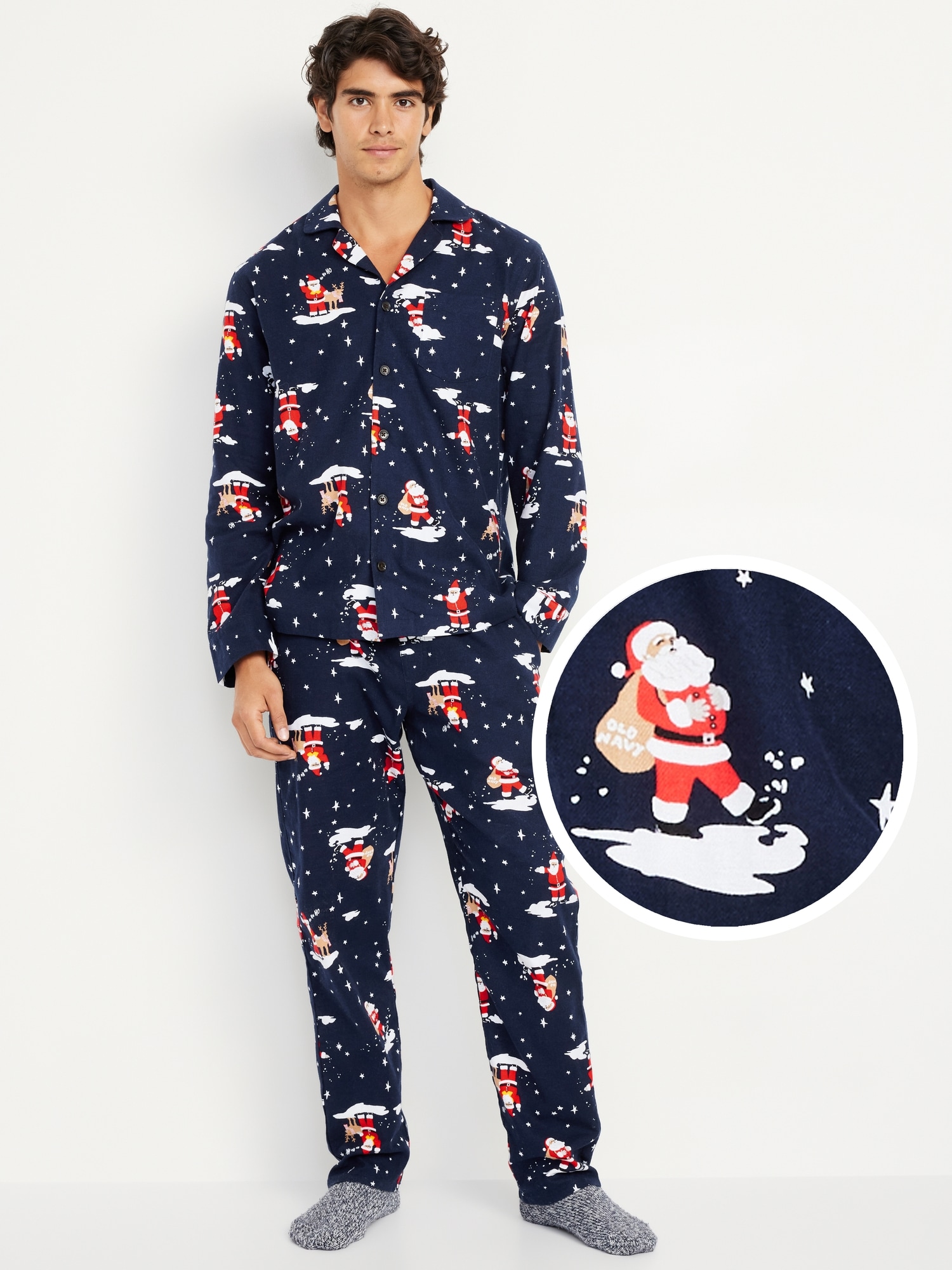 Printed Flannel Pajama Set for Men