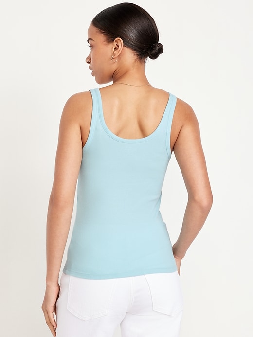 Image number 2 showing, First-Layer Ribbed Scoop-Neck Tank Top