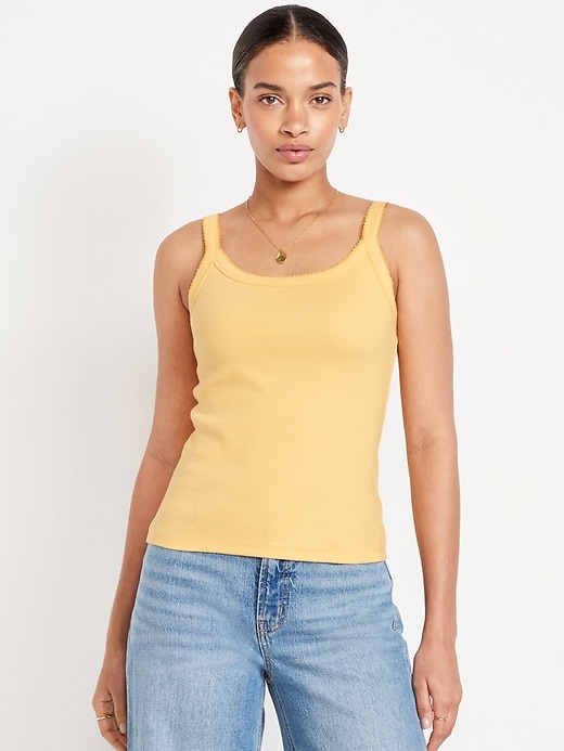 Image number 1 showing, 90s Ribbed Lace-Trim Tank