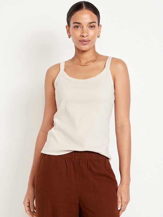 Image number 1 showing, 90s Ribbed Lace-Trim Tank