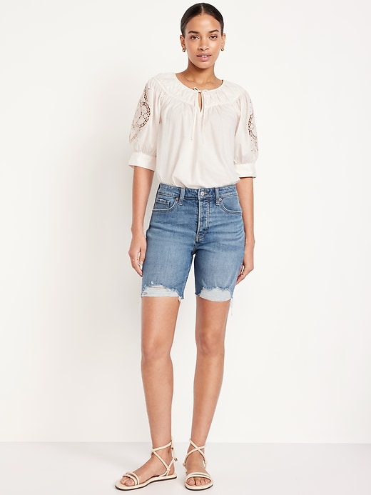 Image number 1 showing, High-Waisted OG Jean Cut-Off Shorts -- 7-inch inseam