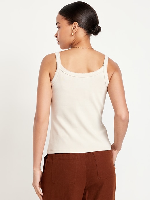 Image number 2 showing, 90s Ribbed Lace-Trim Tank