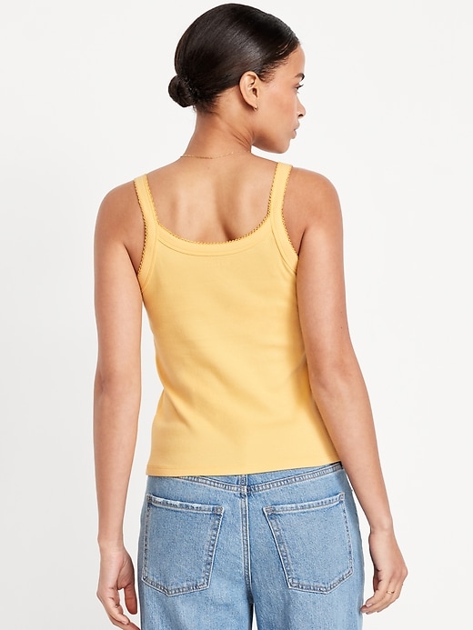 Image number 2 showing, 90s Ribbed Lace-Trim Tank