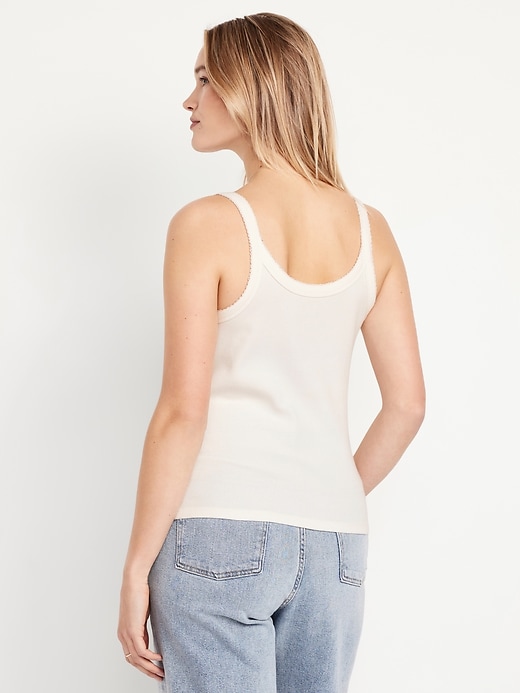 Image number 6 showing, 90s Ribbed Lace-Trim Tank