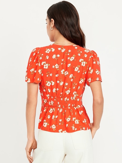 Image number 2 showing, V-Neck Button-Down Crepe Top