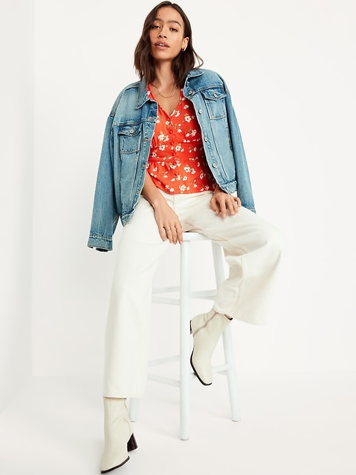 Image number 3 showing, V-Neck Button-Down Crepe Top