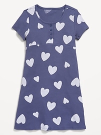 View large product image 3 of 4. Printed Short-Sleeve Ribbed Henley Dress for Girls