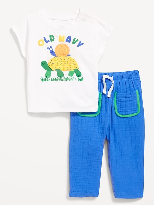 View large product image 1 of 1. Short-Sleeve Graphic T-Shirt and Pants Set for Baby