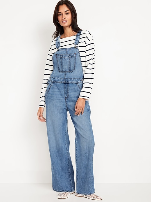 Image number 1 showing, Baggy Wide-Leg Jean Overalls