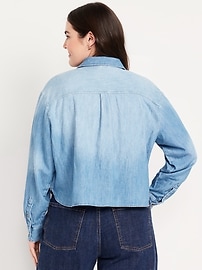 Cropped Jean Button-Down Shirt