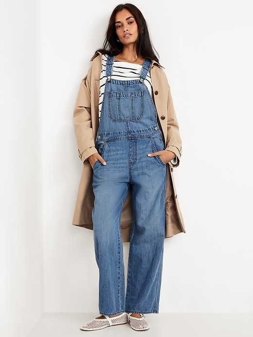 Image number 3 showing, Baggy Wide-Leg Jean Overalls