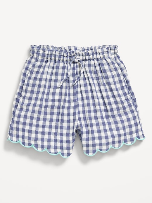 View large product image 1 of 1. Printed Double-Weave Scallop-Trim Shorts for Toddler Girls