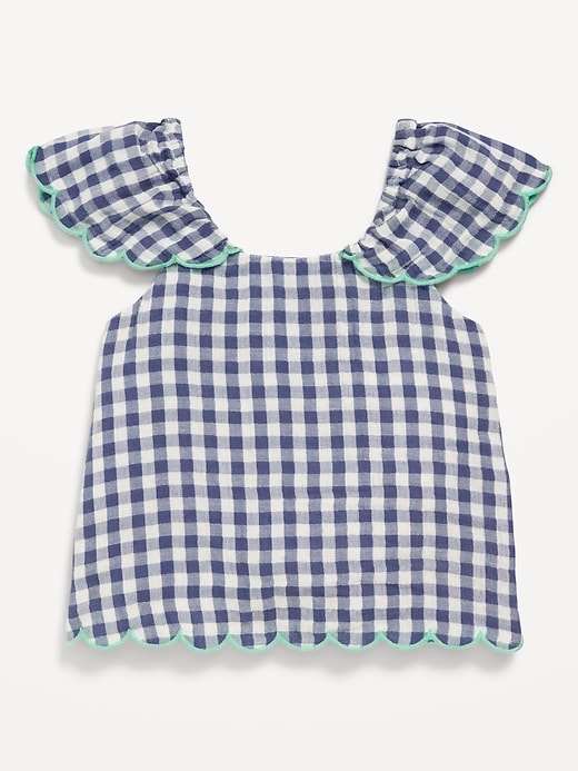 View large product image 1 of 2. Printed Short-Sleeve Scallop-Trim Top for Toddler Girls