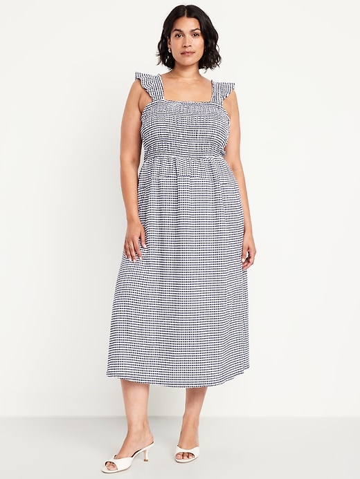 Image number 6 showing, Fit & Flare Smocked Gingham Midi Dress