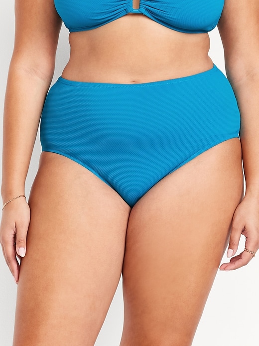 Image number 7 showing, High-Waisted Textured Bikini Swim Bottoms