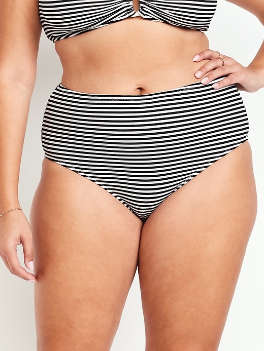 Image number 7 showing, High-Waisted Textured Bikini Swim Bottoms