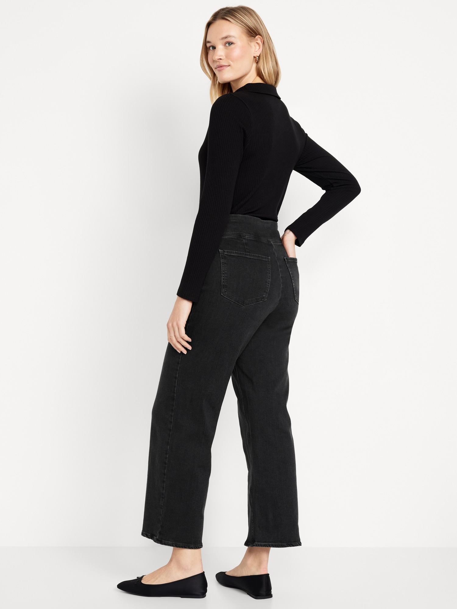 High-Waisted Weekender Pull-On Crop Wide-Leg Jeans