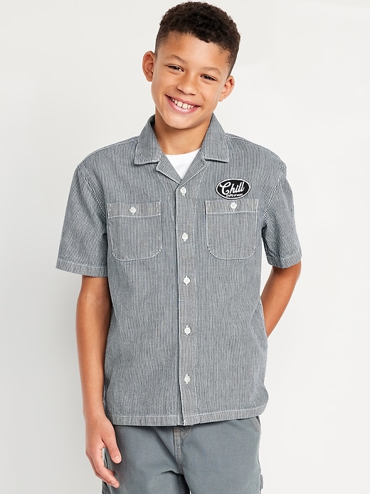 View large product image 1 of 1. Printed Loose Short-Sleeve Graphic Shirt for Boys