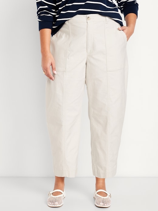 Image number 7 showing, High-Waisted Canvas Barrel Ankle Pants