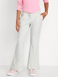 Image number 1 showing, Mid-Rise Flare-Leg Fleece Sweatpants for Girls
