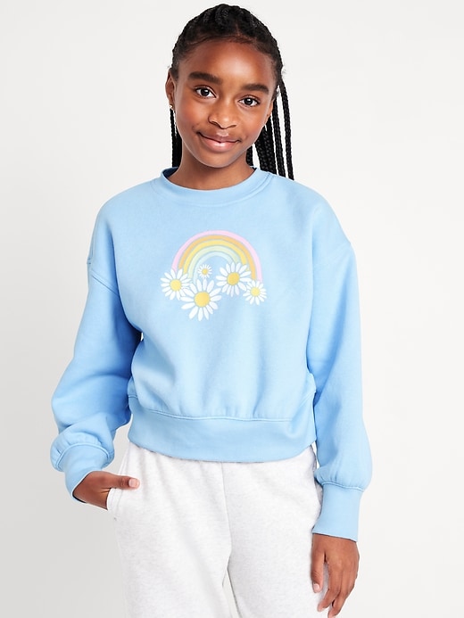 View large product image 1 of 1. Vintage Oversized Crew-Neck Graphic Sweatshirt for Girls