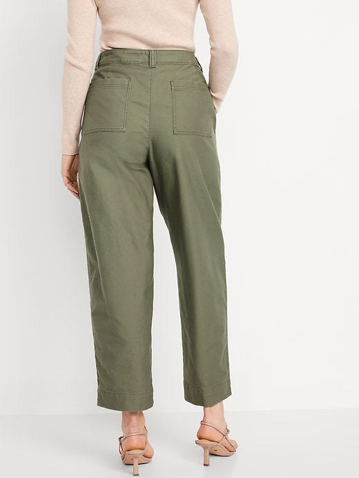 Image number 5 showing, High-Waisted Canvas Barrel Ankle Pants